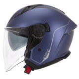Casque jet ADX AJ300 Bleu Mat — profil avec écran long