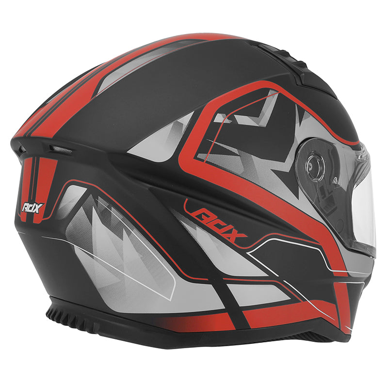 Casque intégral ADX AI400 EVO Noir/Rouge Mat — vue trois-quarts arrière, côté droit