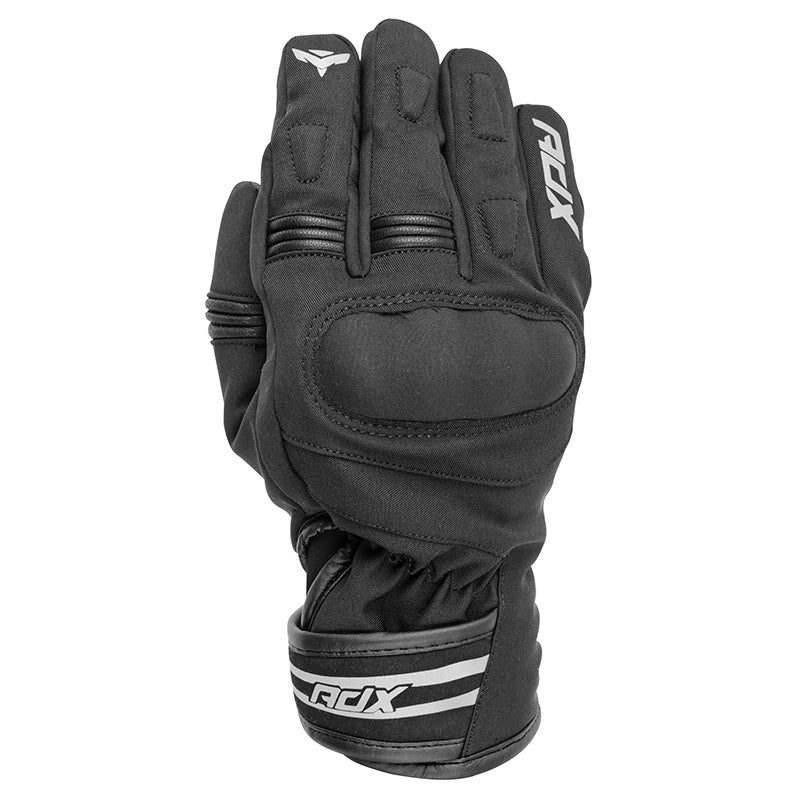 Gants moto hiver Zephyr Noir — dos de la main de face, poignet et sa patte de serrage