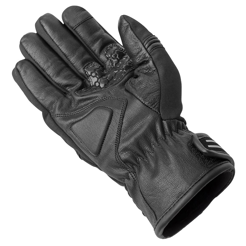 Gants moto hiver Zephyr Noir — côté paume vu de profil, ouverture du poignet