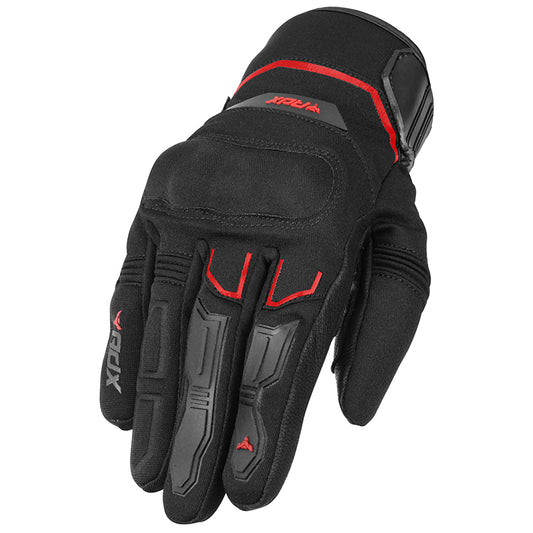 Gants moto hiver Detroit Noir/Rouge — dos de la main de trois-quarts, liserés rouges