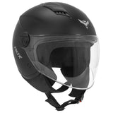 Casque jet ADX AJ050 Noir Mat — vue trois-quarts avant