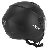 Casque jet ADX AJ050 Noir Mat — vue trois-quarts arrière, côté droit