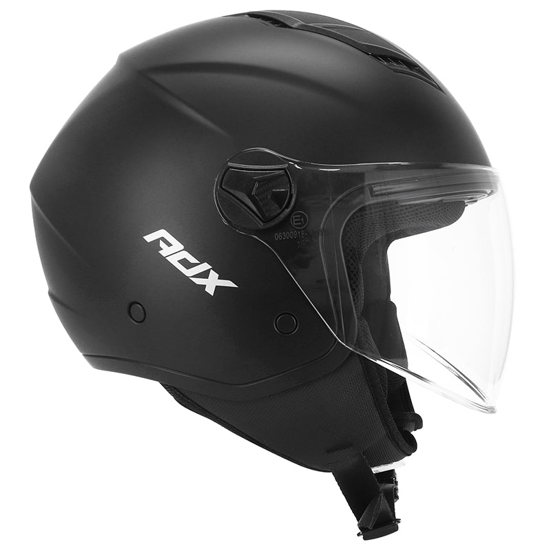 Casque jet ADX AJ050 Noir Mat — profil côté droit