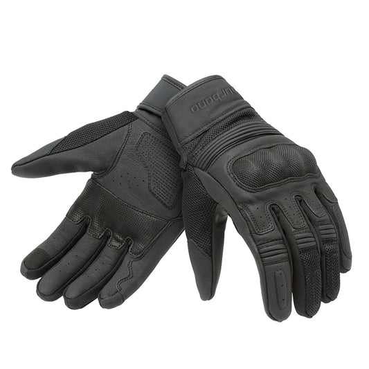 Gants moto été Andrew EVO Noir — la paire, cuir noir et inserts en mesh