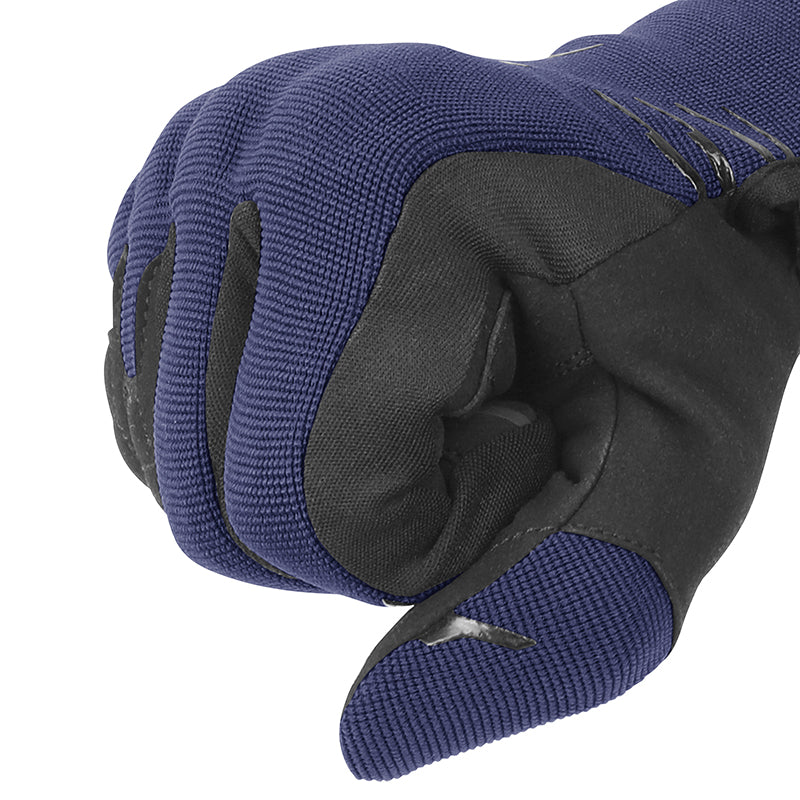 Gants moto mi-saison Street EVO Noir/Bleu — poing fermé, vu de côté
