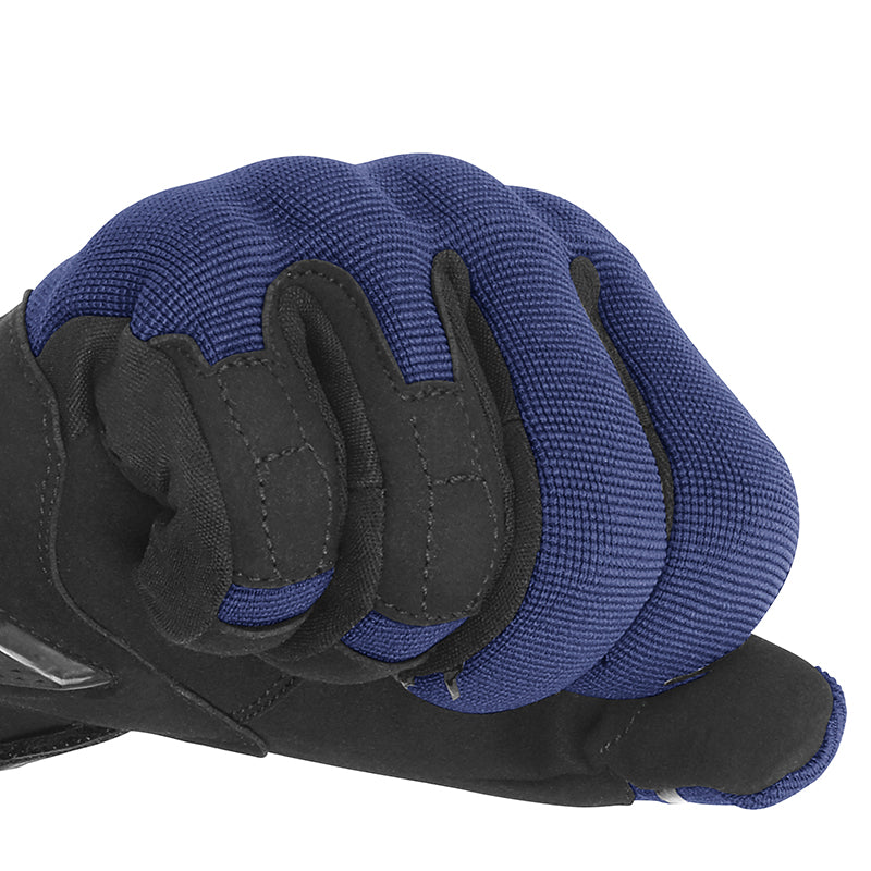 Gants moto mi-saison Street EVO Noir/Bleu — poing fermé, dos de la main