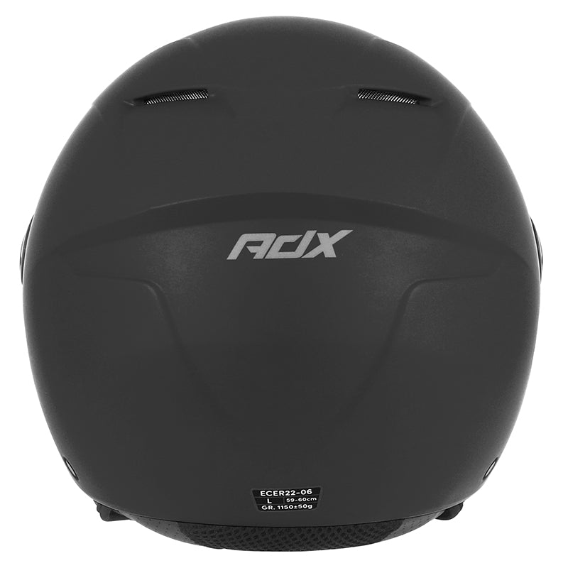 Casque jet ADX AJ020 Noir Mat — vue arrière