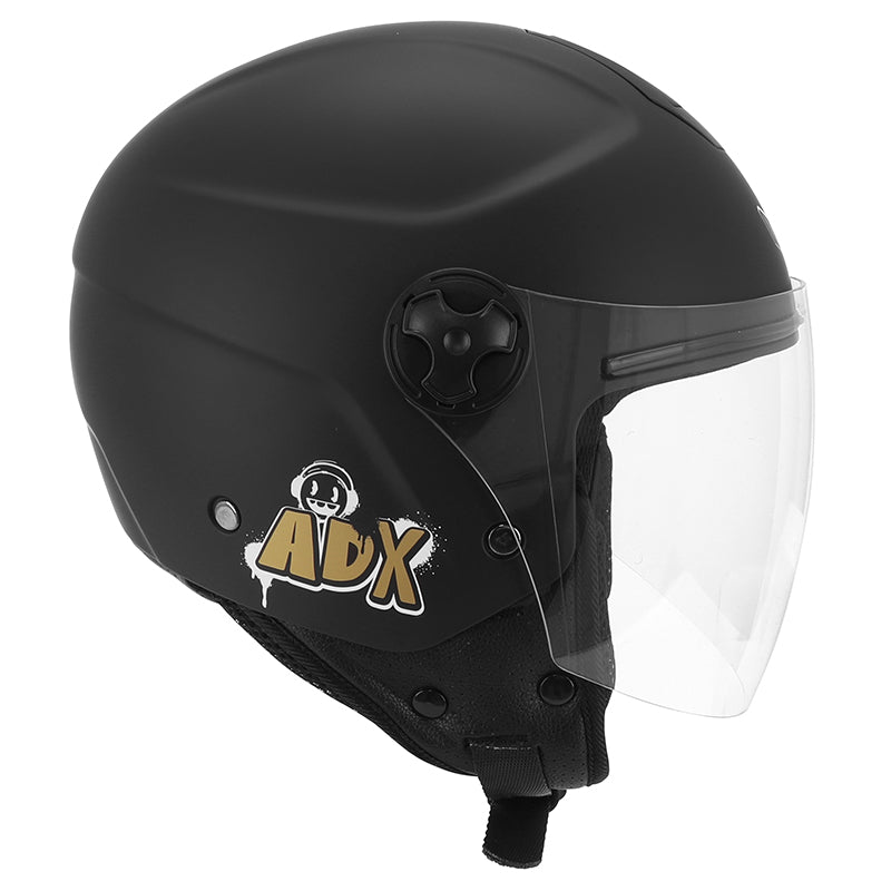Casque jet enfant ADX AJK Noir Mat — profil côté droit