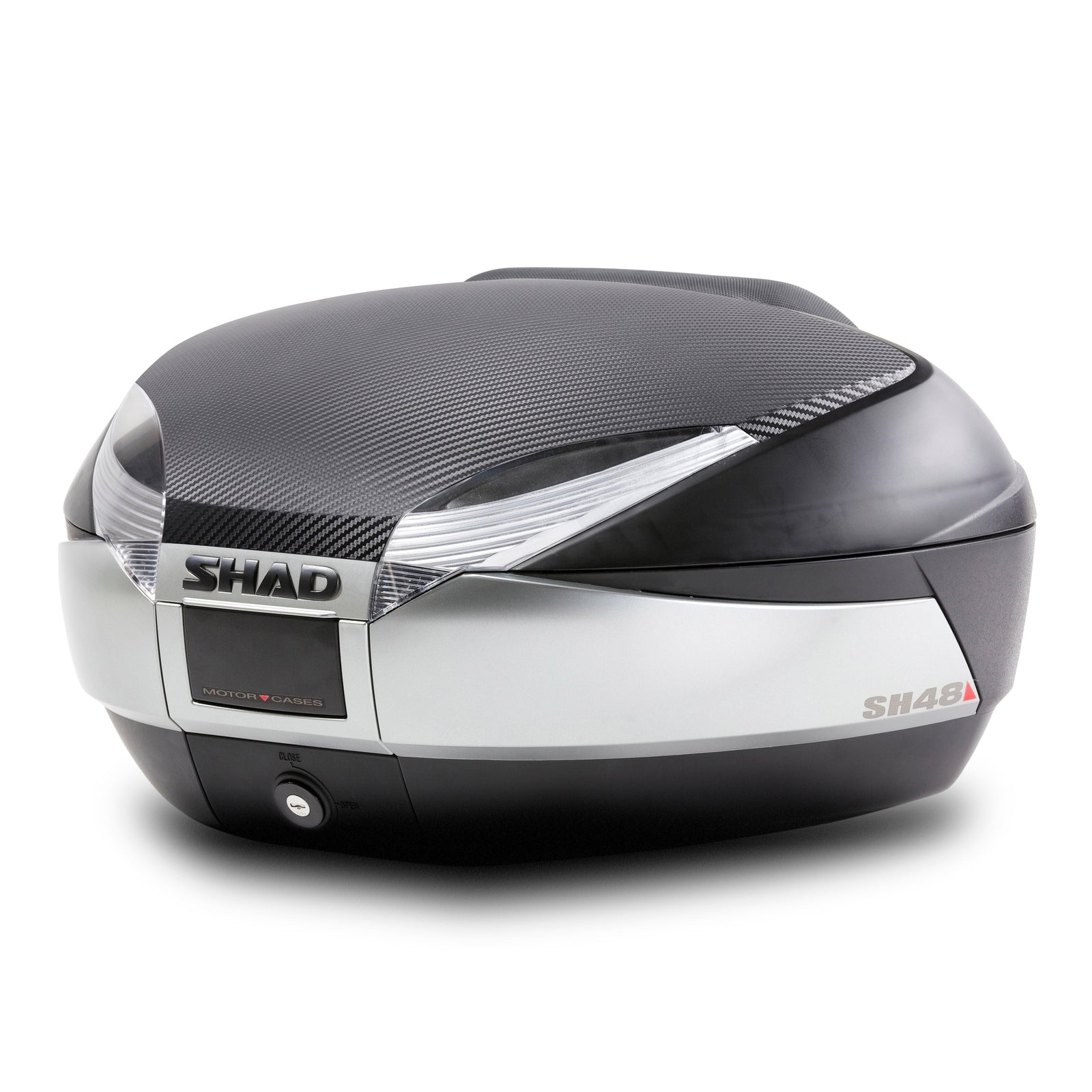 Top Case SHAD SH48 Titanium Carbon + Dosseret — Top Case Moto 48L Premium - LE PRATIQUE DU MOTARD
