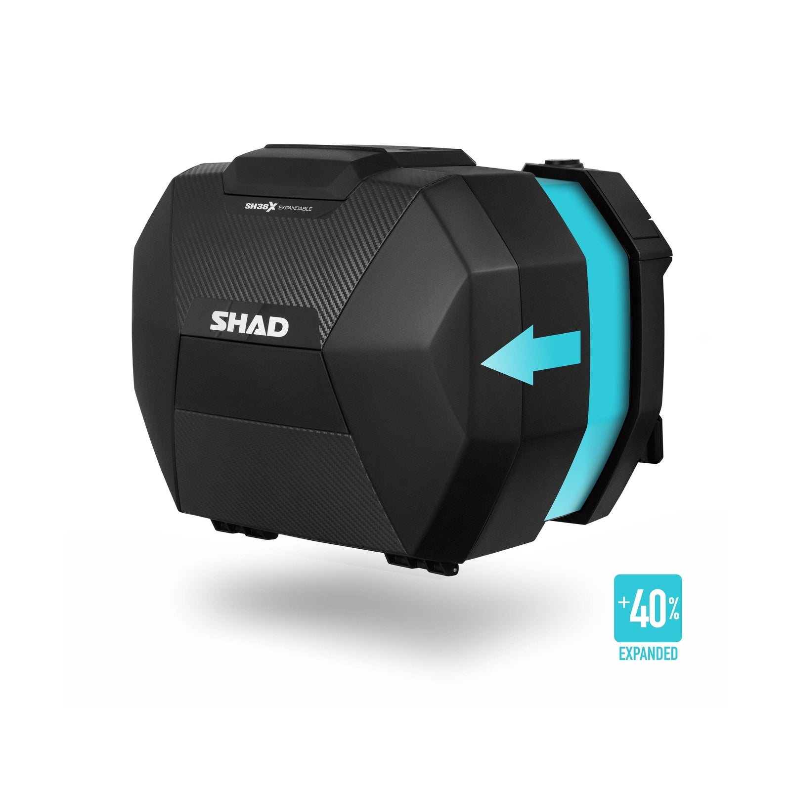 Valises Latérales SHAD SH38X Carbon — Set Extensibles 2×38L→45L Carbone - LE PRATIQUE DU MOTARD