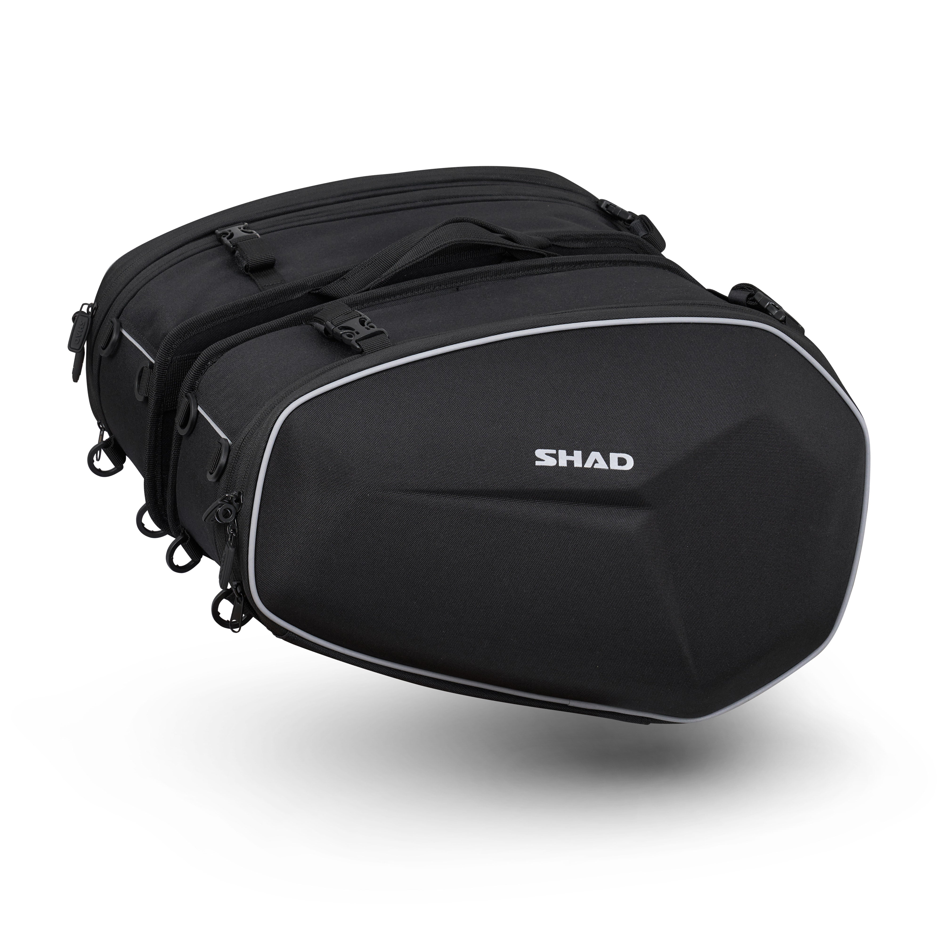 Sacoches Extensibles SHAD E48 — Paire Sacoches Moto 2×28 - 48L - LE PRATIQUE DU MOTARD