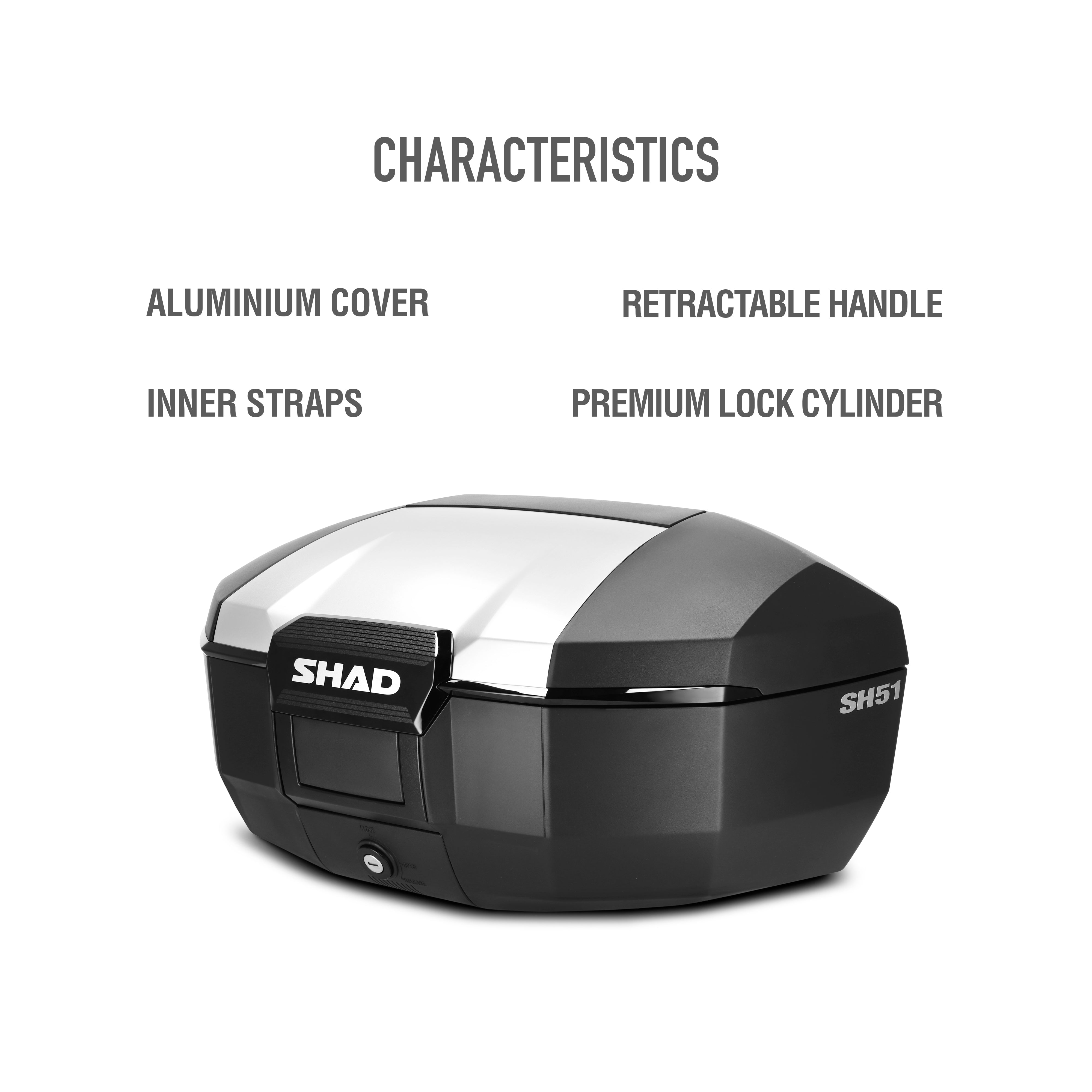 Top Case SHAD SH51 Aluminium — Top Case Moto 51L Grand Volume Alu - LE PRATIQUE DU MOTARD