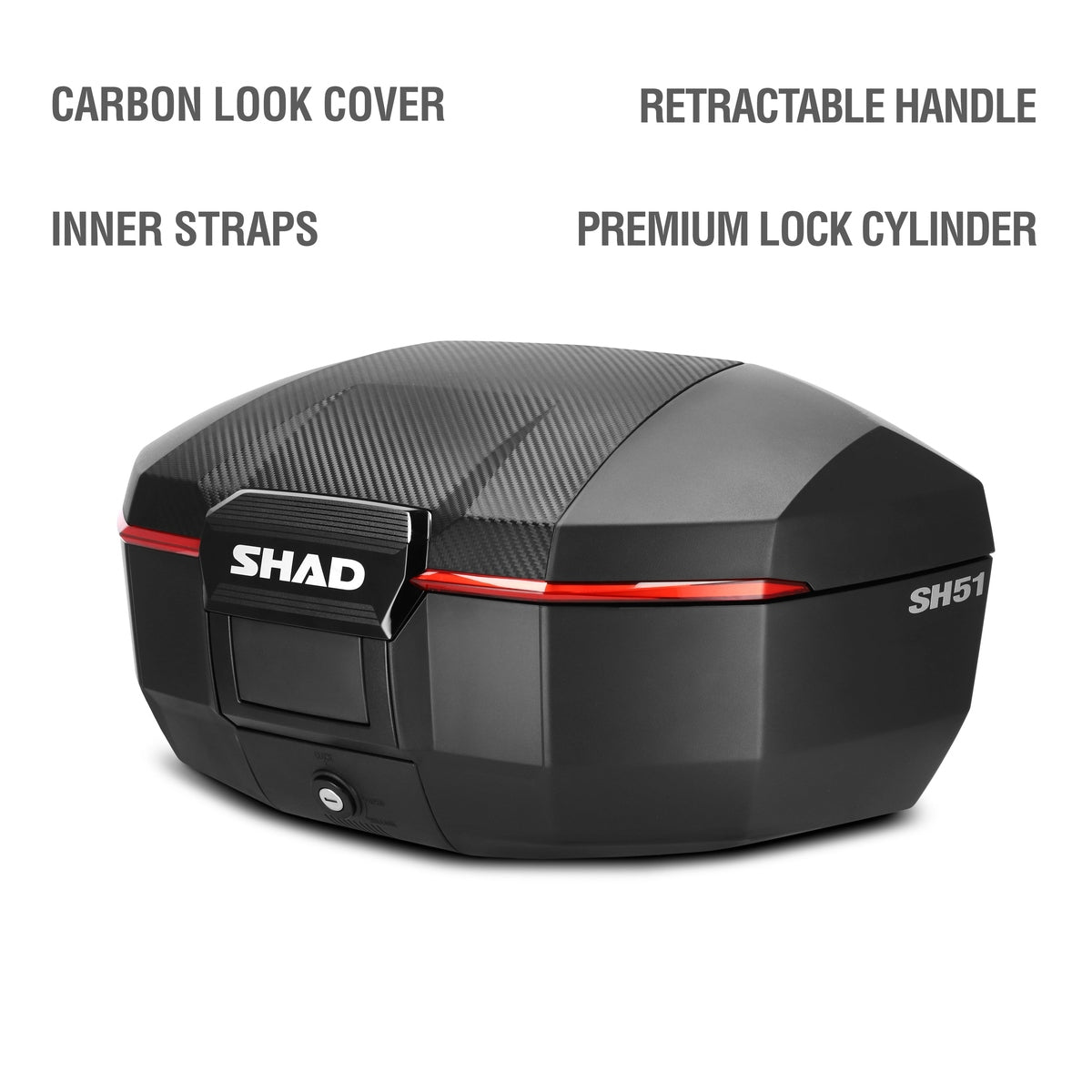 Top Case SHAD SH51 Carbon — Top Case Moto 51L Grand Volume Carbone - LE PRATIQUE DU MOTARD