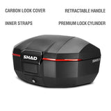 Top Case SHAD SH51 Carbon — Top Case Moto 51L Grand Volume Carbone - LE PRATIQUE DU MOTARD