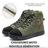 Basket Moto Vintage en Toile avec Semelle Blindée | AUGI HERITAGE™ - LE PRATIQUE DU MOTARD