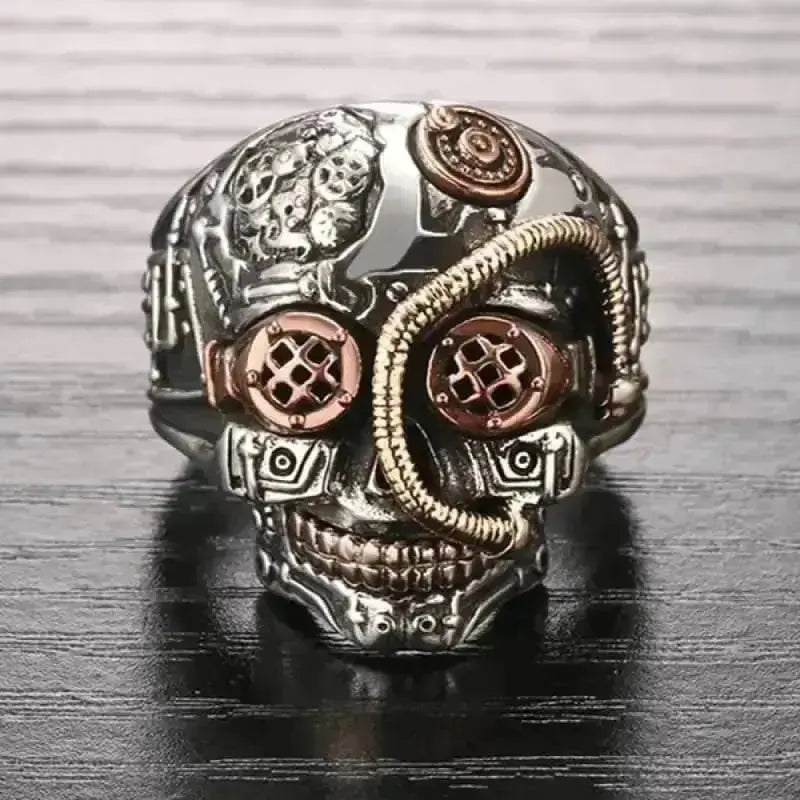 Bague motard - Steampunk (Argent) - LE PRATIQUE DU MOTARD