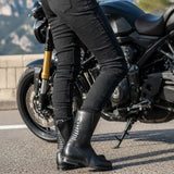 Bottes Moto Femme Cuir Imperméable CE, Noir | Valentina