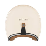 Dessus du casque jet moto crème EXKLUSIV avec languette cuir arrière