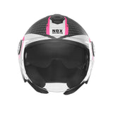 Casque Moto Jet N182 Round Noir Mat Rose | NOX - LE PRATIQUE DU MOTARD