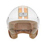 Casque Moto Jet N210 EVO Blanc Orange Pastel | NOX - LE PRATIQUE DU MOTARD