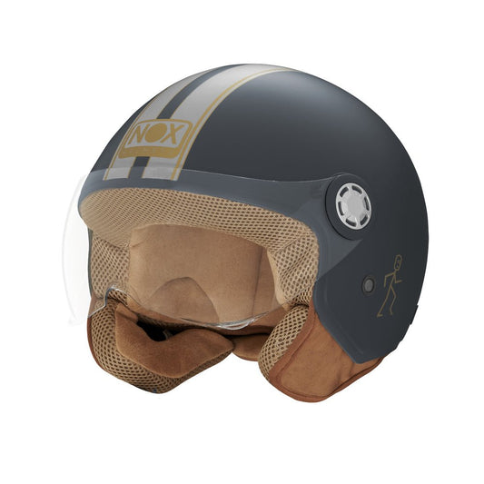 Casque Moto Jet N210 EVO Bleu Mat Gris Nardo | NOX - LE PRATIQUE DU MOTARD