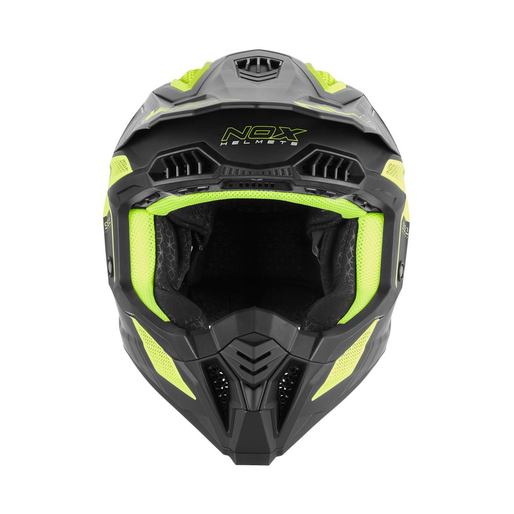 Casque Moto Cross N634 Storm Noir Mat Jaune | NOX - LE PRATIQUE DU MOTARD