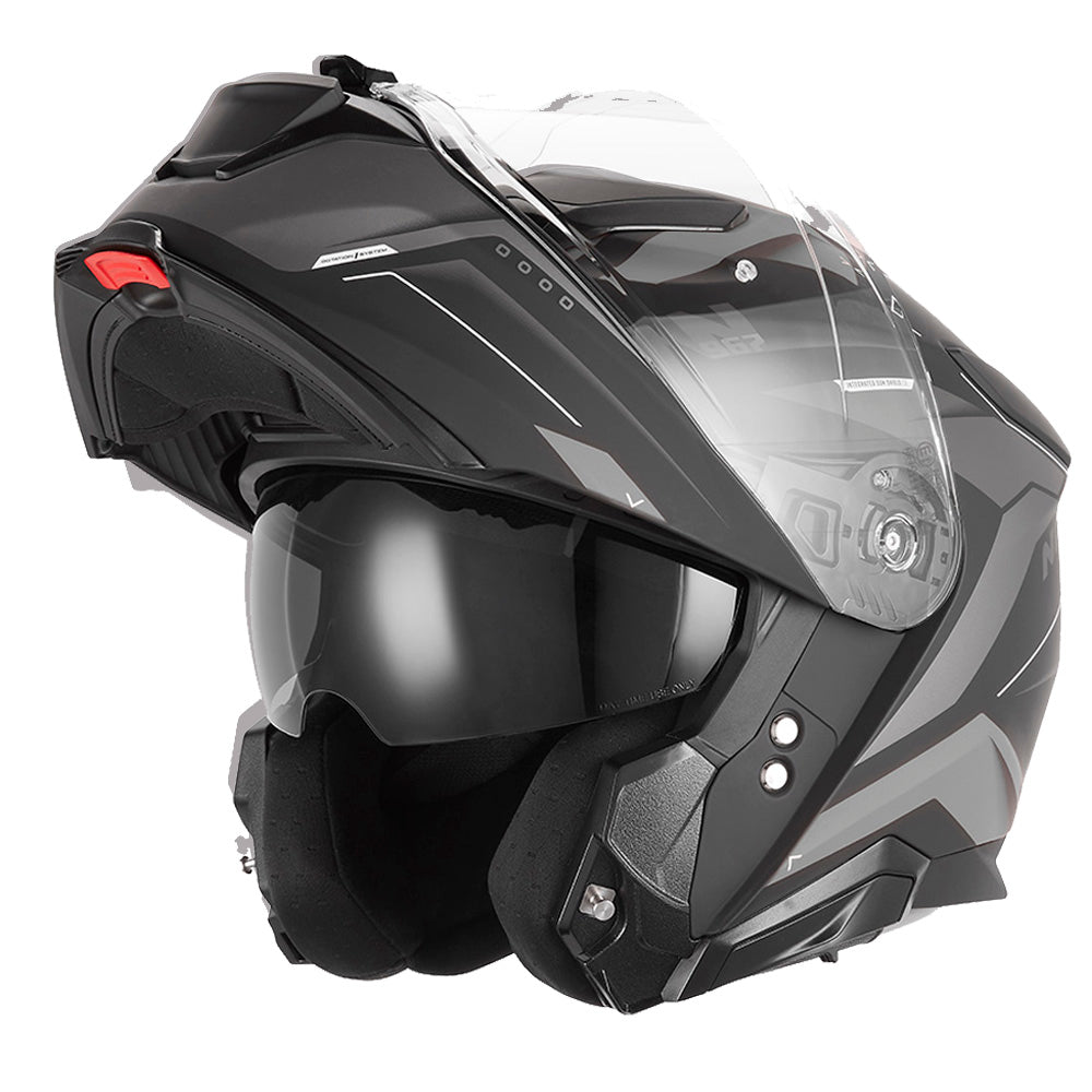 Casque Moto Modulable N967 Conquer Noir Mat Argent | NOX - LE PRATIQUE DU MOTARD
