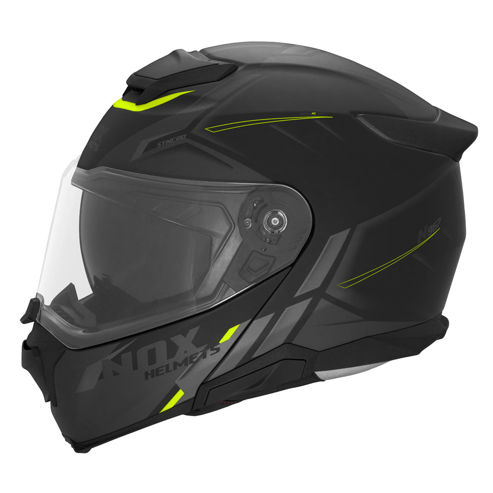 Casque Moto Modulable N967 Synchro Noir Mat Jaune | NOX - LE PRATIQUE DU MOTARD