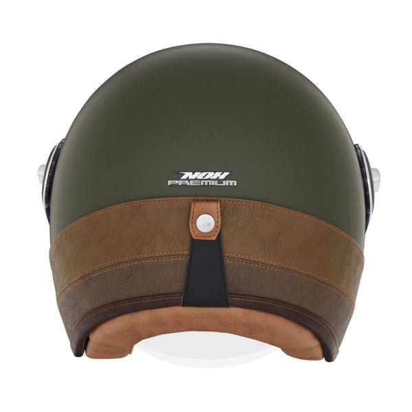 Casque Moto Jet Heritage Kaki Mat Cuir Marron | NOX - LE PRATIQUE DU MOTARD