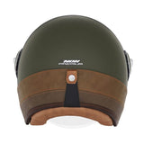 Casque Moto Jet Heritage Kaki Mat Cuir Marron | NOX - LE PRATIQUE DU MOTARD