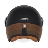 Casque Moto Jet Heritage Noir Mat Cuir Marron | NOX - LE PRATIQUE DU MOTARD