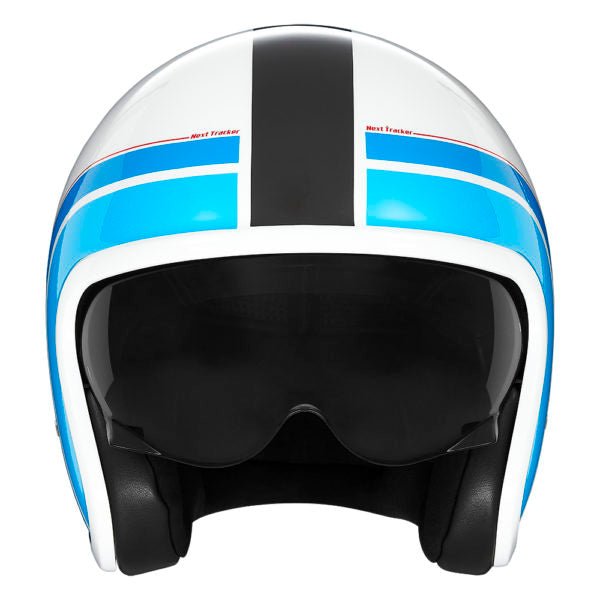 Casque Moto Jet Next Traker Blanc Bleu Rouge | NOX - LE PRATIQUE DU MOTARD