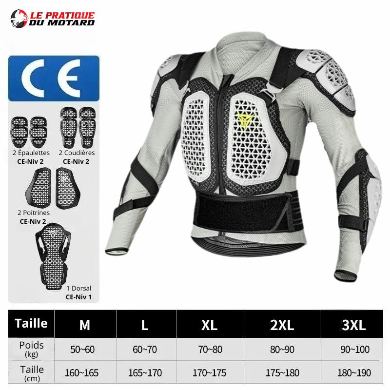 Gilet de protection anatomique moto | Bionic PG1 Blanc - LE PRATIQUE DU MOTARD