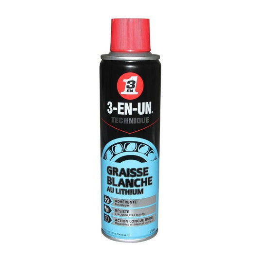 GRAISSE 3 - EN - UN BLANCHE AU LITHIUM (AEROSOL 250 ml) - LE PRATIQUE DU MOTARD