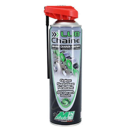 GRAISSE A CHAINE MOTO MINERVA LUB'CHAINE POUR ROUTE/OFF ROAD/CROSS (AEROSOL 500 ml) - LE PRATIQUE DU MOTARD