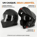 Casque Moto Bluetooth Intégré Modulable - Eight™ Noir (Norme ECE 22 - 06) - LE PRATIQUE DU MOTARD