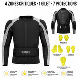 Gilet moto homme été — CE Niveau 2 + Ceinture Lombaire | EIZOX™ ADVENTURE