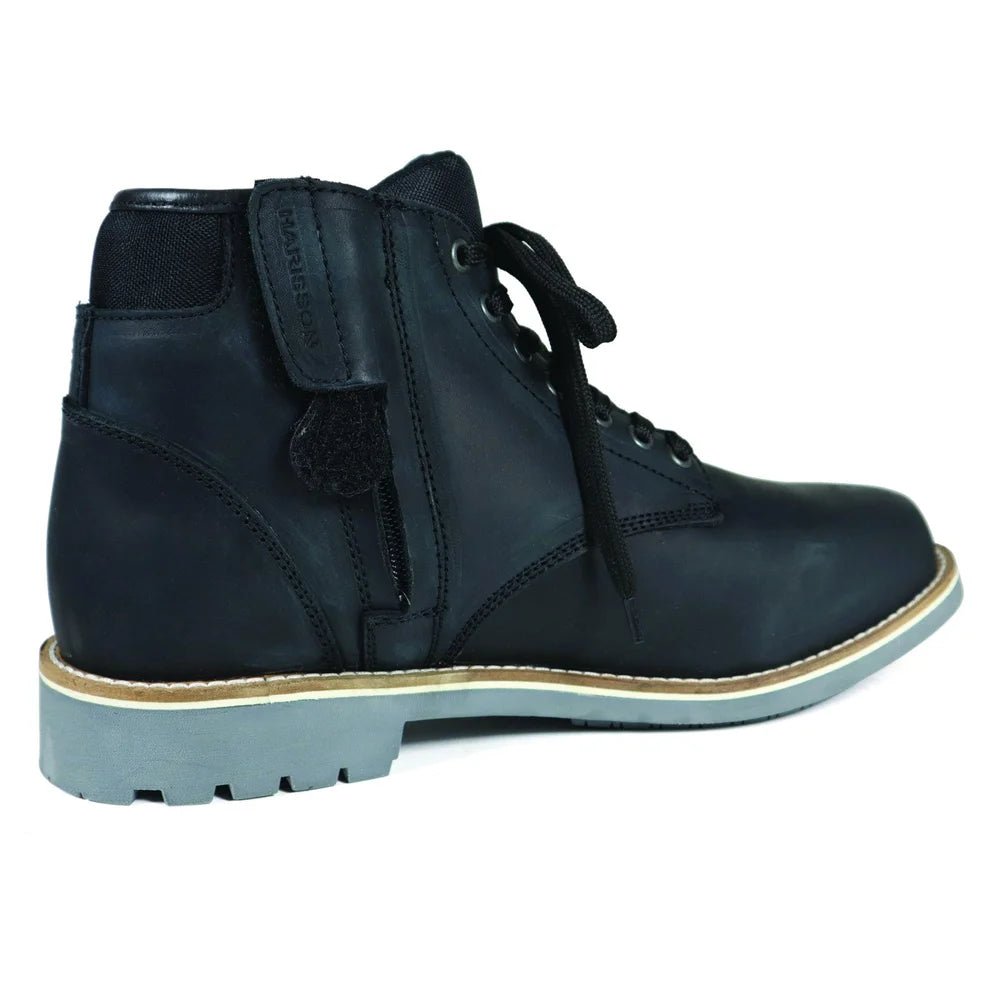 Bottine Moto Homme Harisson Custer Commando Noires — Waterproof Cuir CE - LE PRATIQUE DU MOTARD