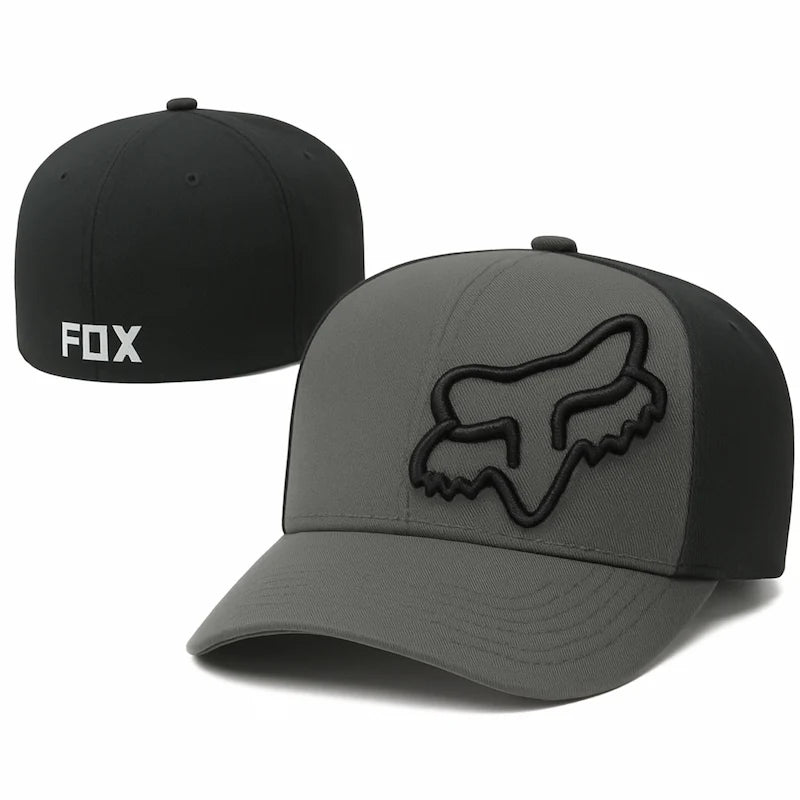 Casquette Moto Fox Noir et Gris | Brodée Coton Réglable Homme Femme - LE PRATIQUE DU MOTARD