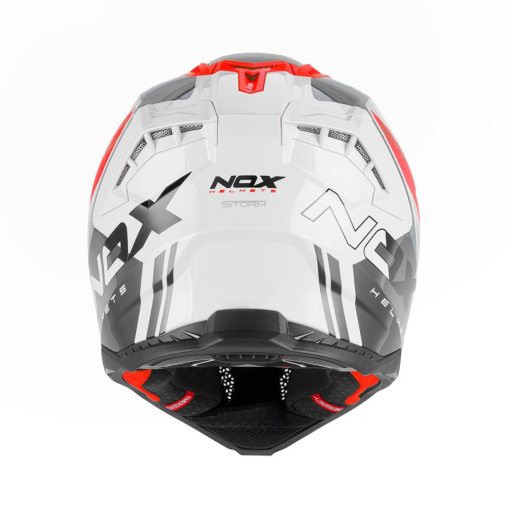 Casque Moto Cross N634 Storm Blanc Rouge | NOX - LE PRATIQUE DU MOTARD