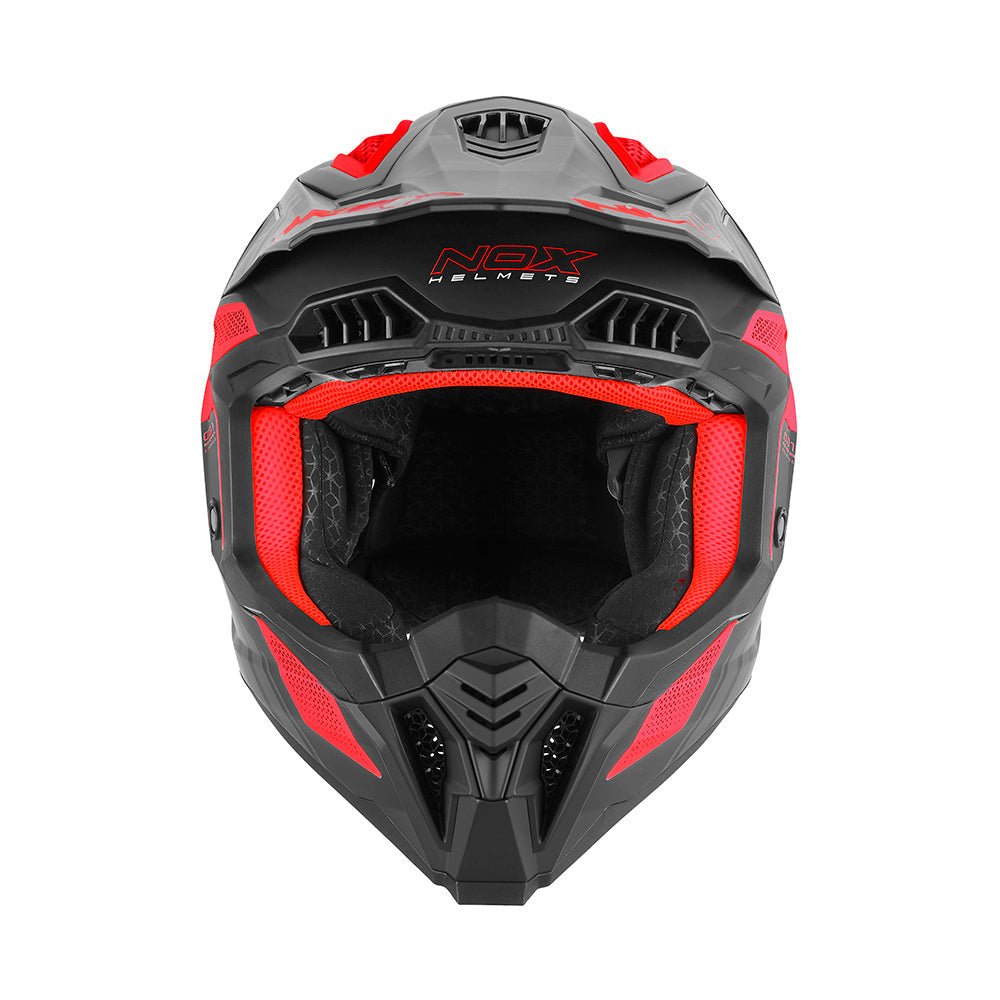 Casque Moto Cross N634 Storm Noir Mat Rouge | NOX - LE PRATIQUE DU MOTARD