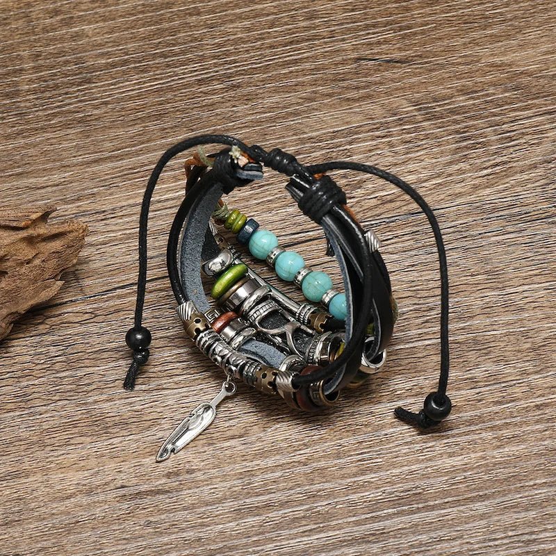 Bracelet Cuir Homme Breloques - Style Biker Rock Vintage - LE PRATIQUE DU MOTARD
