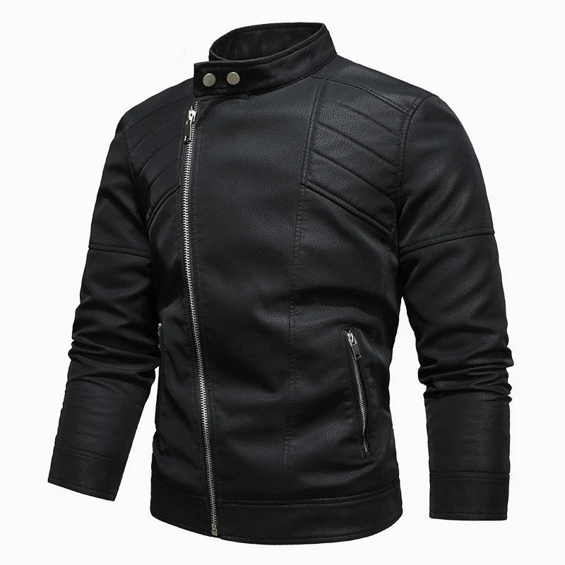 Blouson Biker "Vintage Racer" – Cuir PU Grainé & Doublure Polaire (Marron/Noir) - LE PRATIQUE DU MOTARD