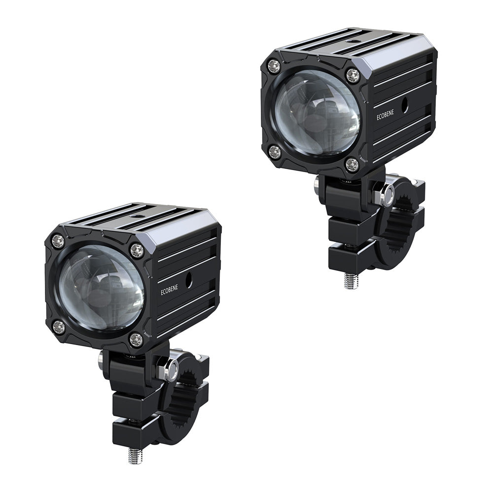 Feux additionnels LED CREE moto 2x30W Ecobene compact - longue portée 380m
