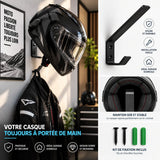 Porte-casque moto mural fixé au mur avec casque intégral suspendu
