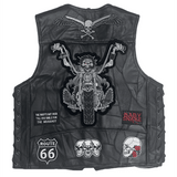 Gilet cuir biker a lacet - Skull Rider - LE PRATIQUE DU MOTARD