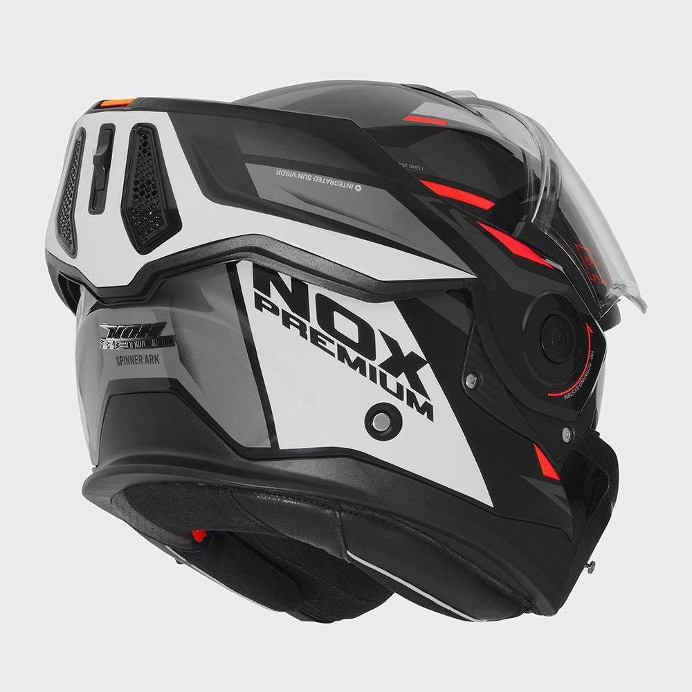 Casque Moto Modulable Spinner Ark Blanc Rouge Noir | NOX - LE PRATIQUE DU MOTARD
