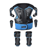 Kit protection moto cross enfant bleu complet : plastron, coudières et genouillères