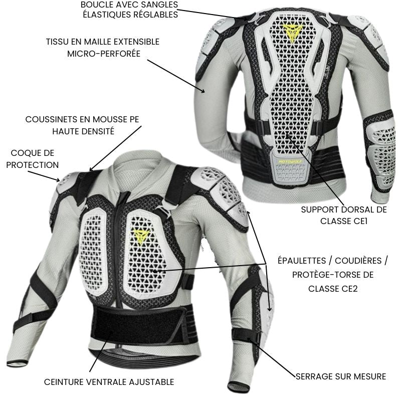 Gilet de protection anatomique moto | Bionic PG1 Blanc - LE PRATIQUE DU MOTARD